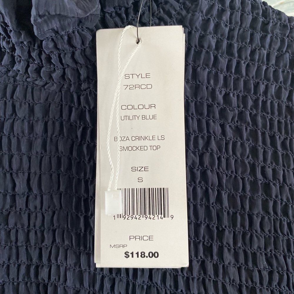 French Connection Boza Ruffle Neck Blouse, Utility Blue - Picture 13 of 14